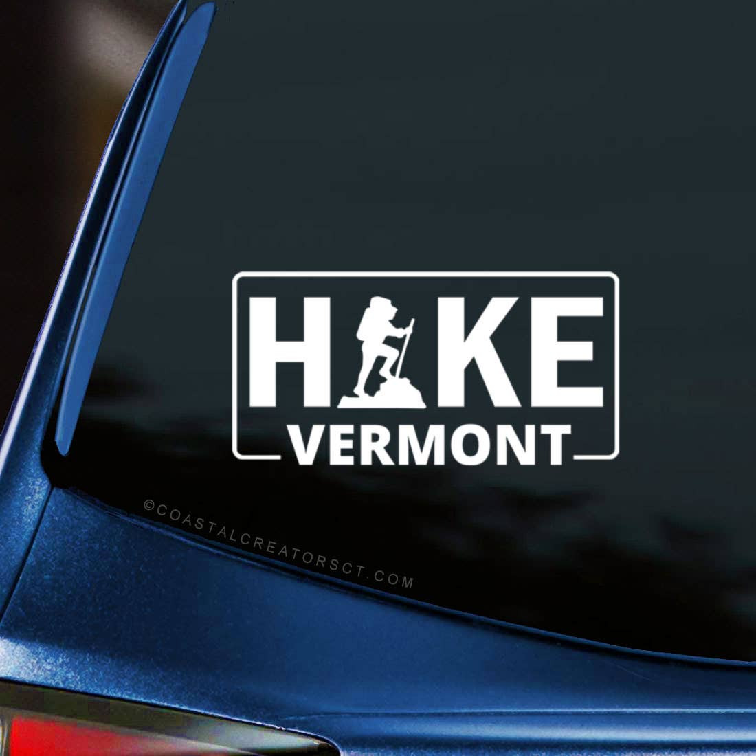 "Hike Vermont" Vinyl Car Window Decal (White) - Wander Together Outfitters