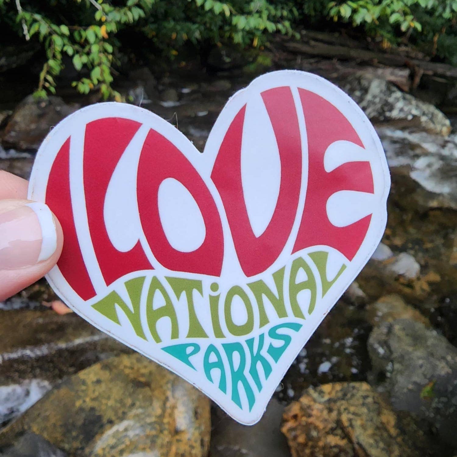 “I Love National Parks” Heartfelt Vinyl Sticker - Wander Together Outfitters