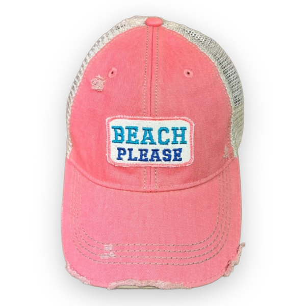 “Beach Please” Embroidered Patch Cap