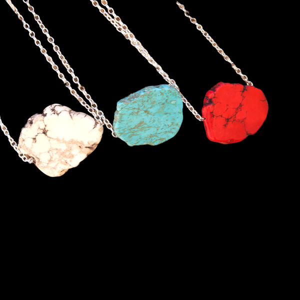 Turquoise Pendant Necklace (Your Choice of Red, Blue or White)