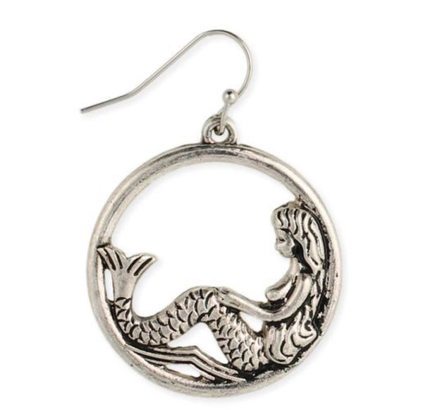 Silver Round Mermaid Earring (SALE)