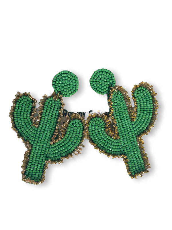 Seed Bead Cactus Earrings