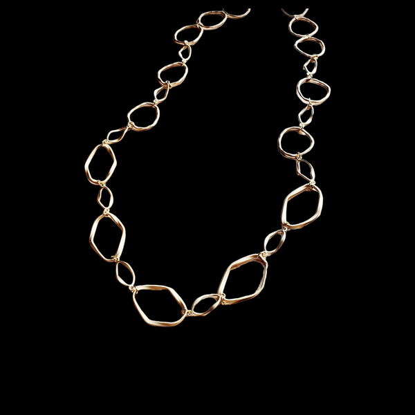 Matte Gold Long Hoop and Circle Necklace