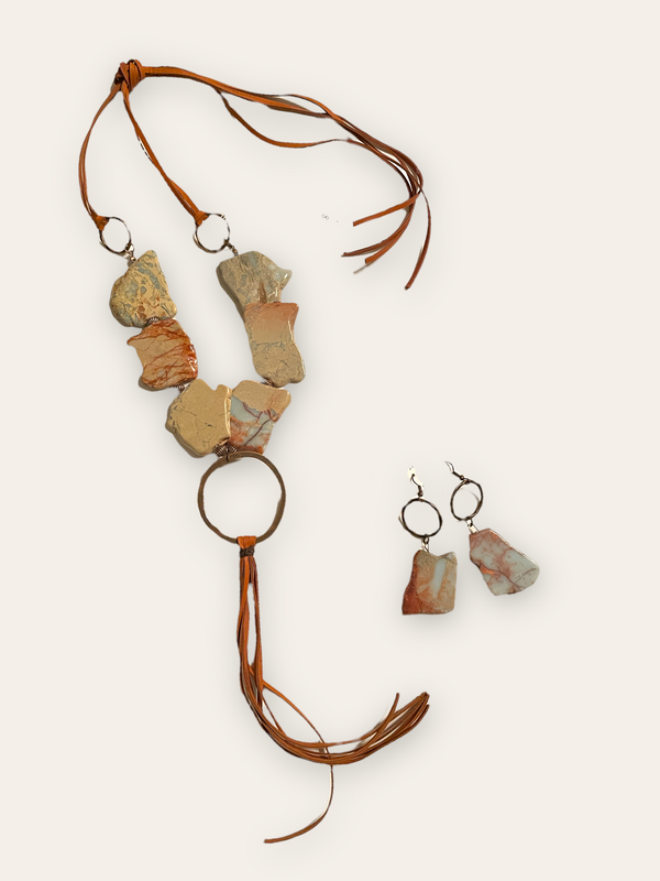 Aqua Terra Slab Jewelry Bundle: Necklace & Earrings