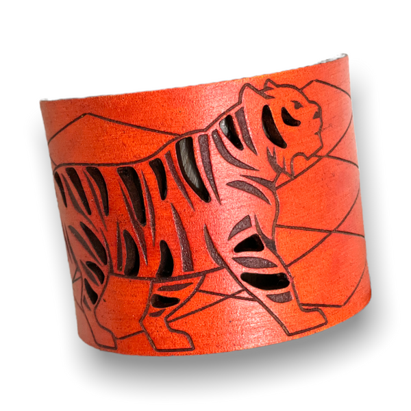 Tiger Leather Bracelet Cuff- Unisex (CLEARANCE)