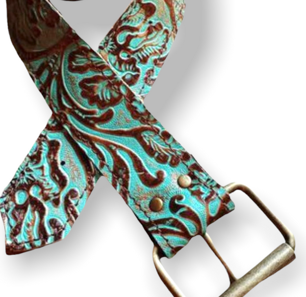 "Cowboy Turquoise" Genuine Leather Belt (CLEARANCE)