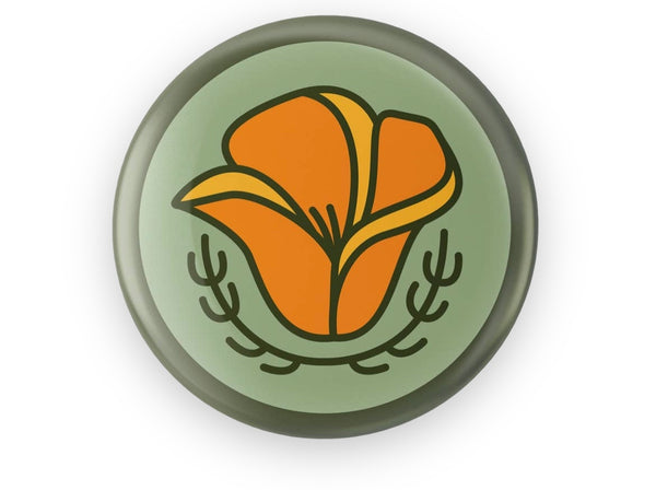 California Poppy Flower Button Pin