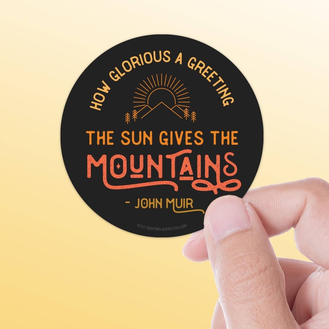 John Muir Round Mountain Quote Sticker - Wander Together Outfitters