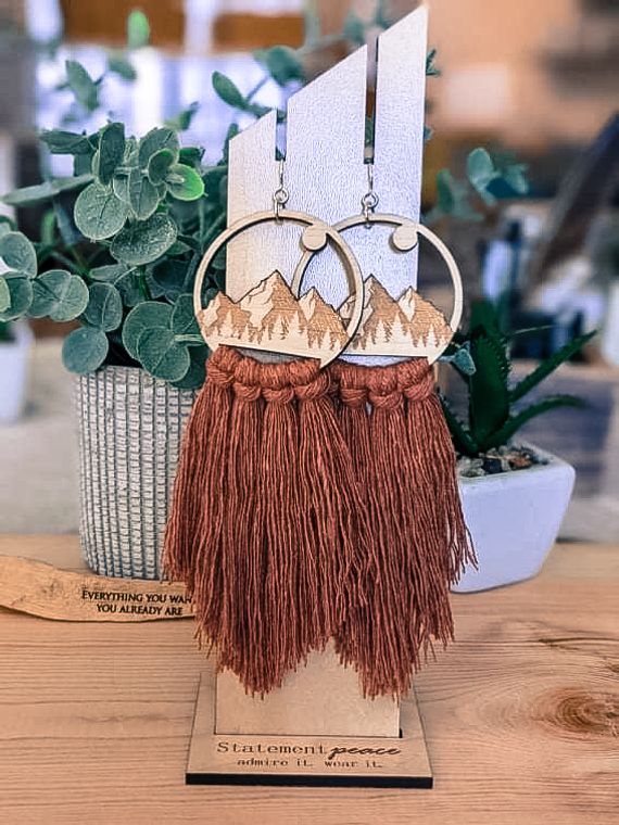 Mountain Vibes Wood Carved Handcrafted Earrings (SALE)