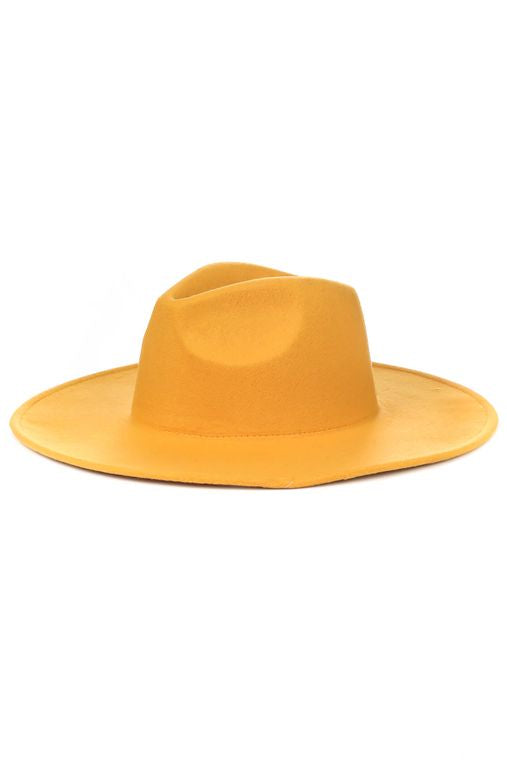 Yellow Flat Brim Fedora Fashion Hat