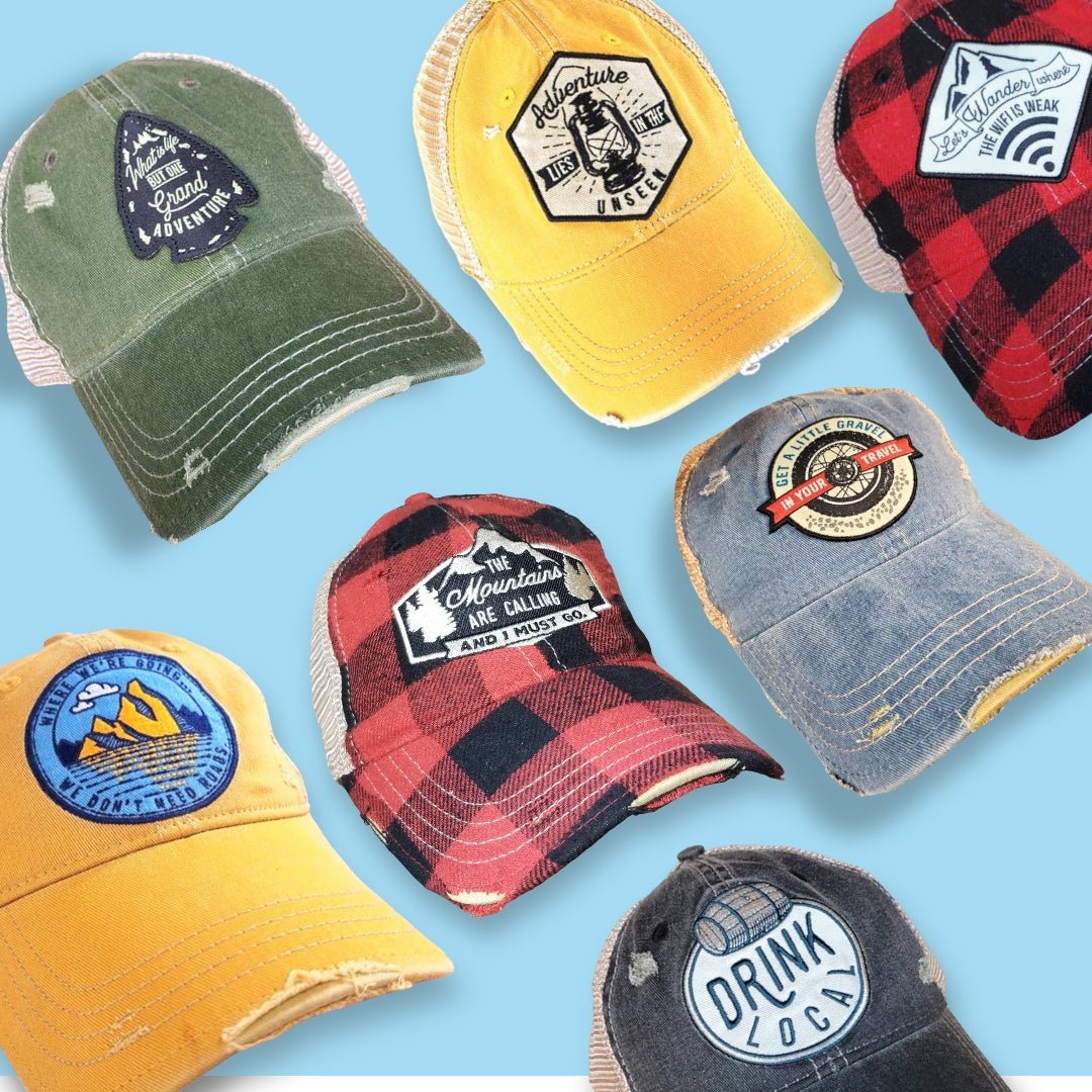 "Let's Wander Where The WiFi Is Weak" Buffalo Plaid Distressed Cap - Wander Together Outfitters
