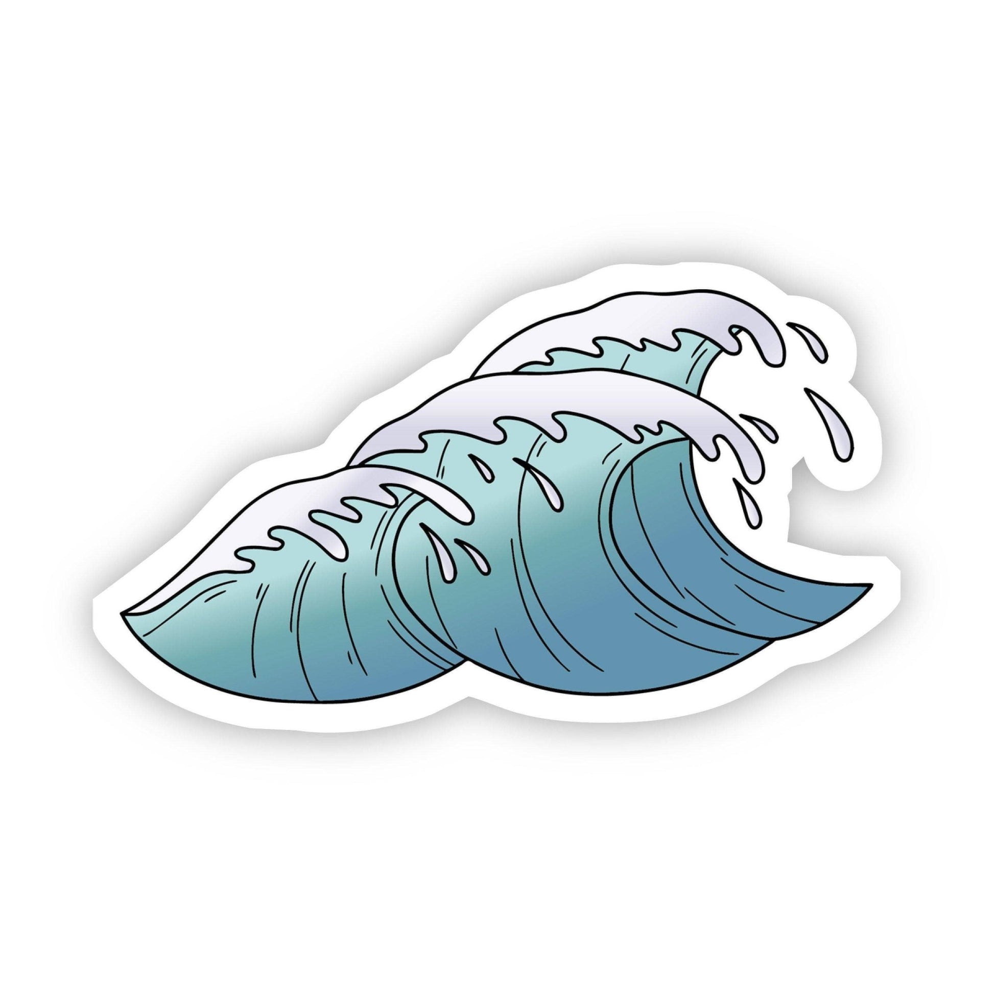 Light Blue Waves Beach Aesthetic Sticker - Wander Together Outfitters