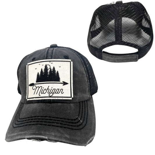 “Michigan” (Trees) Distressed Cap - Wander Together Outfitters