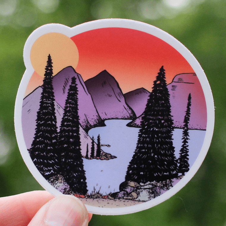 Mountains at Sunset Vinyl Sticker - Wander Together Outfitters