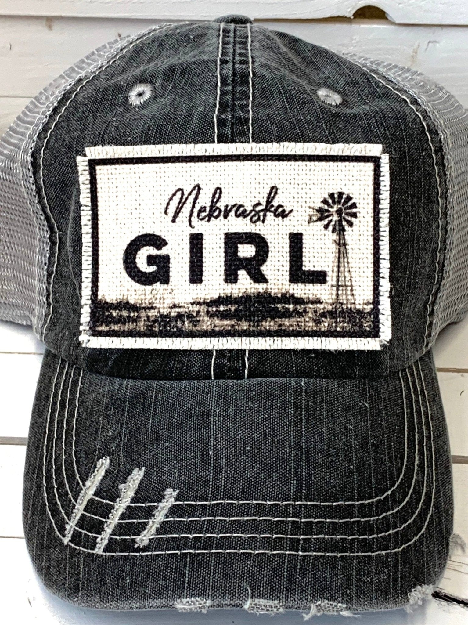 "Nebraska Girl" Distressed Trucker Cap - Wander Together Outfitters