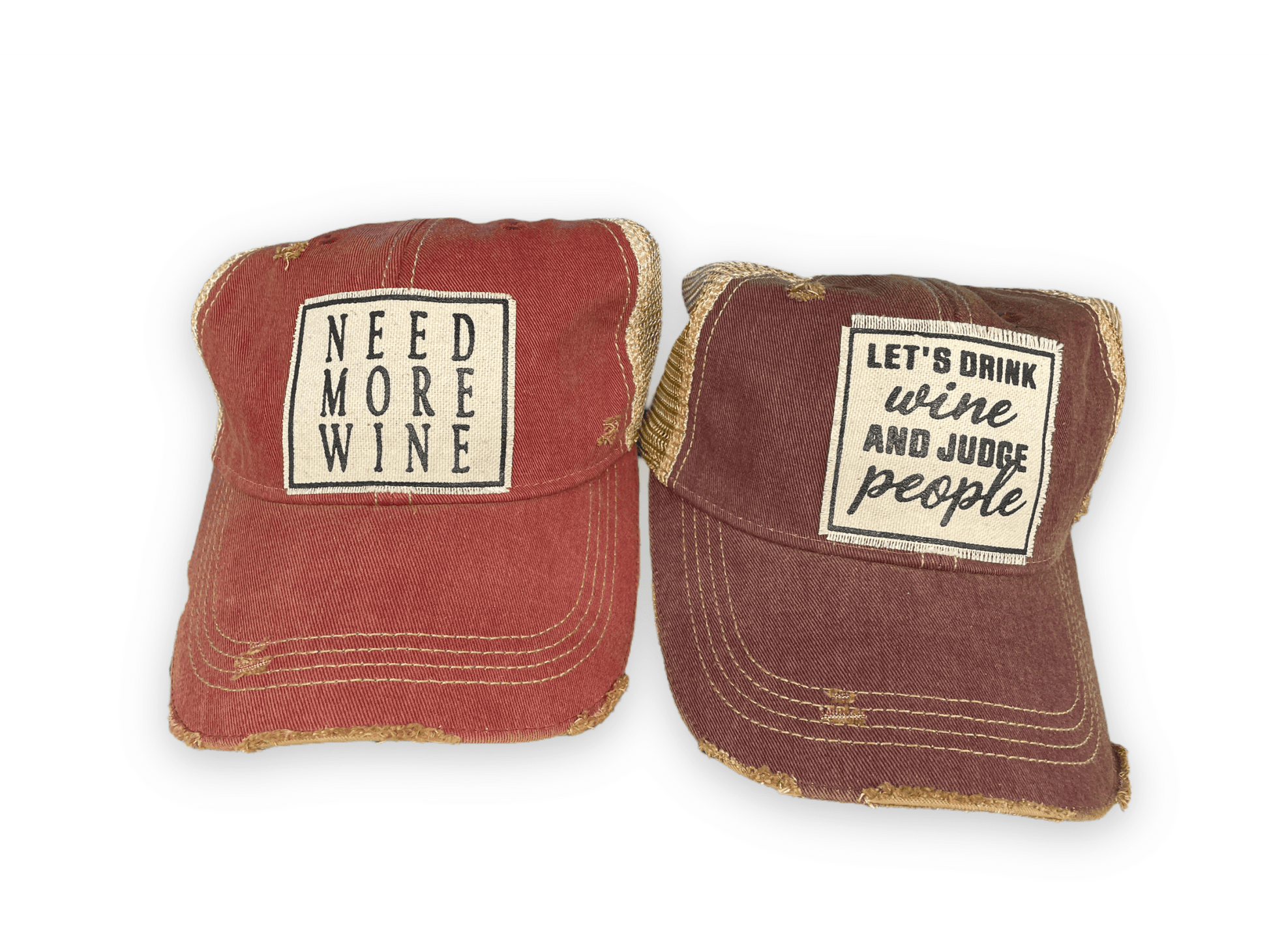 “Need More Wine” or “Let’s Drink Wine & Judge People” Wine Themed Caps - Wander Together Outfitters