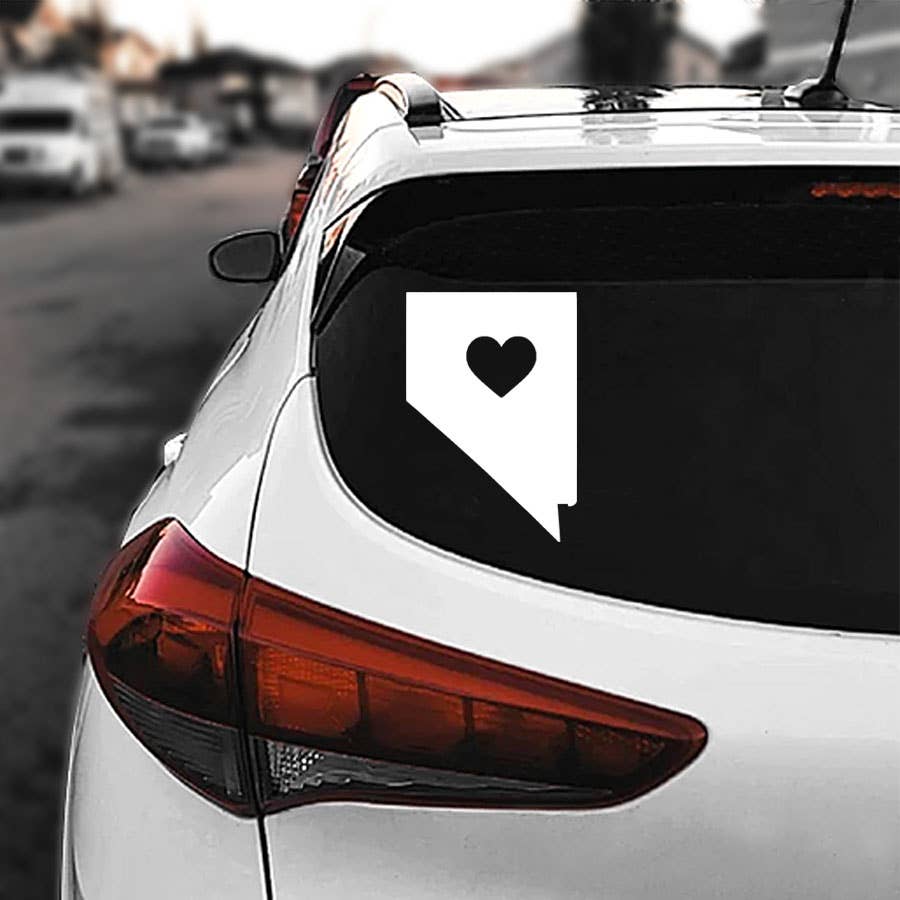 Nevada w/ Heart Cutout Vinyl Sticker Decal Vehicle Decal - Wander Together Outfitters