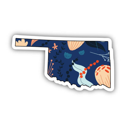 Oklahoma (Blue Floral Abstract) Sticker - Wander Together Outfitters