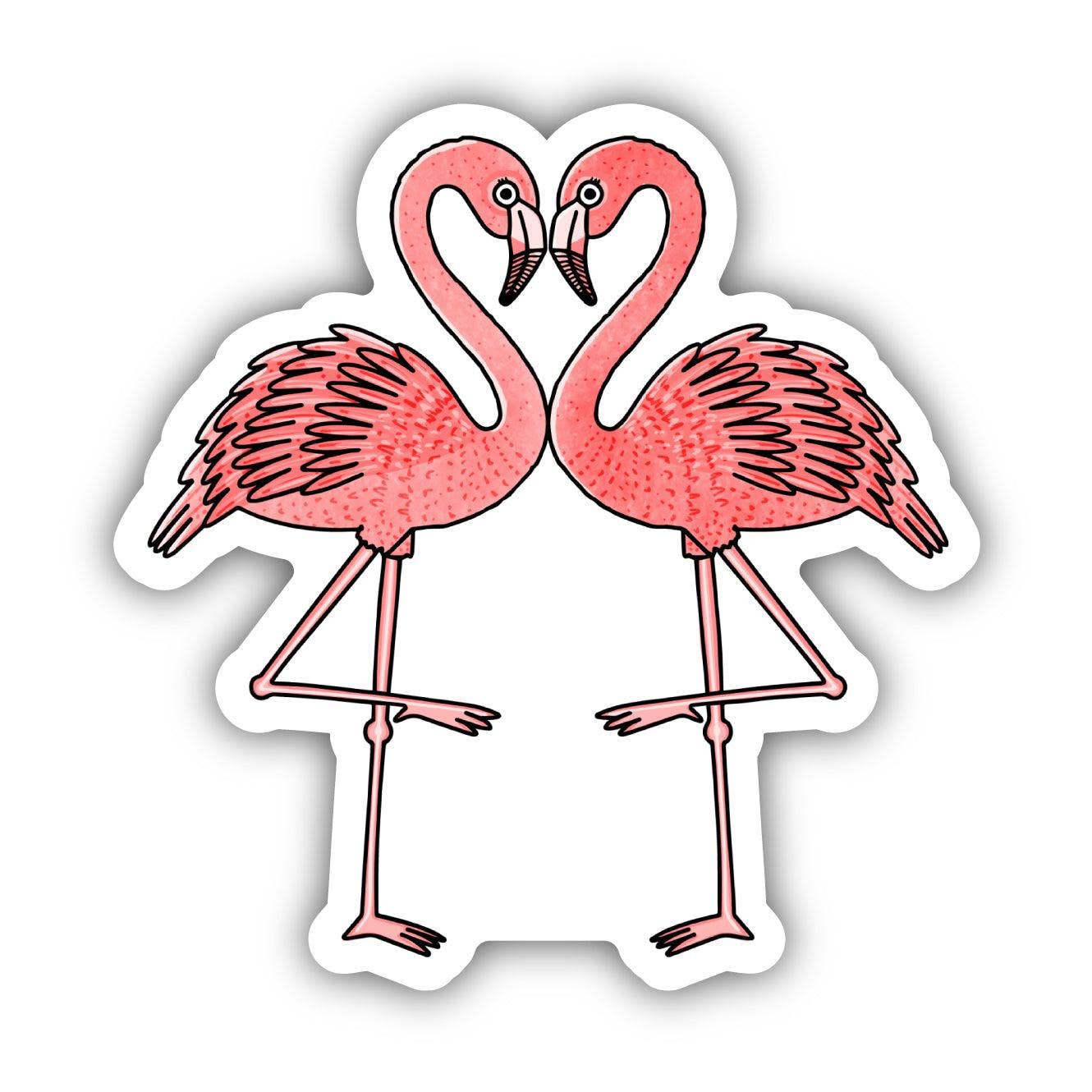 Pink Flamingos Heart Sticker - Wander Together Outfitters