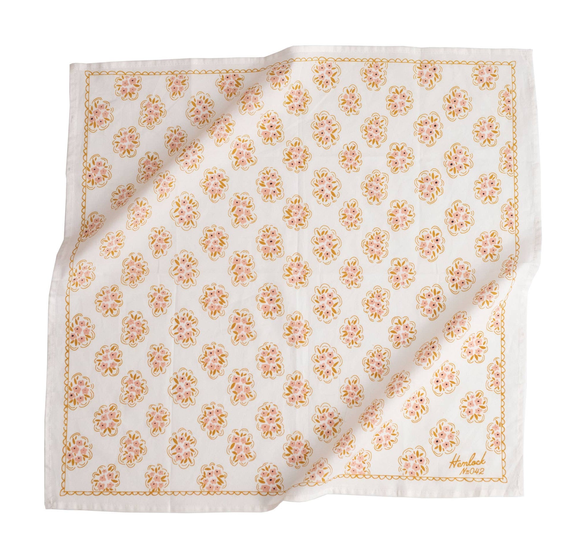 Pink & Gold Flowers "Pearl" Bandana No.42 - Wander Together Outfitters