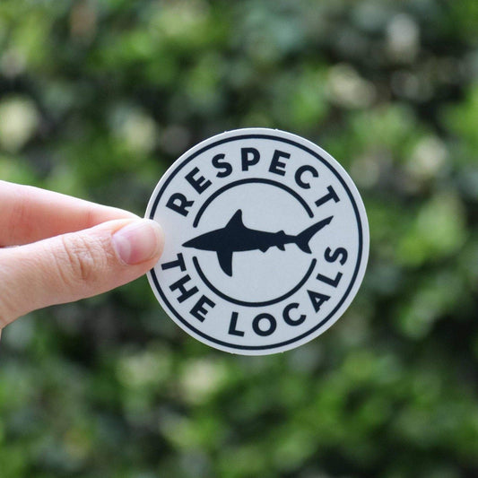 "Respect the Locals" (Shark) Sticker - Wander Together Outfitters