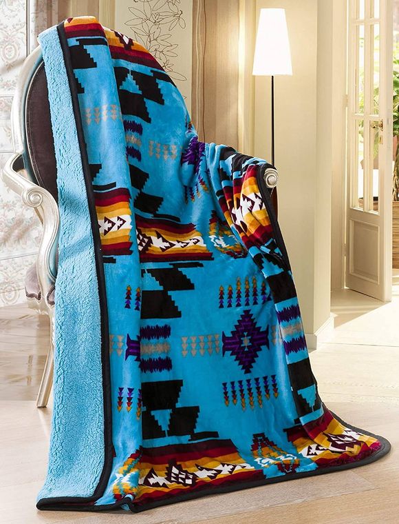 Southwestern Aztec Sherpa Borrego Fleece Throw Blanket (CLEARANCE) - Wander Together Outfitters