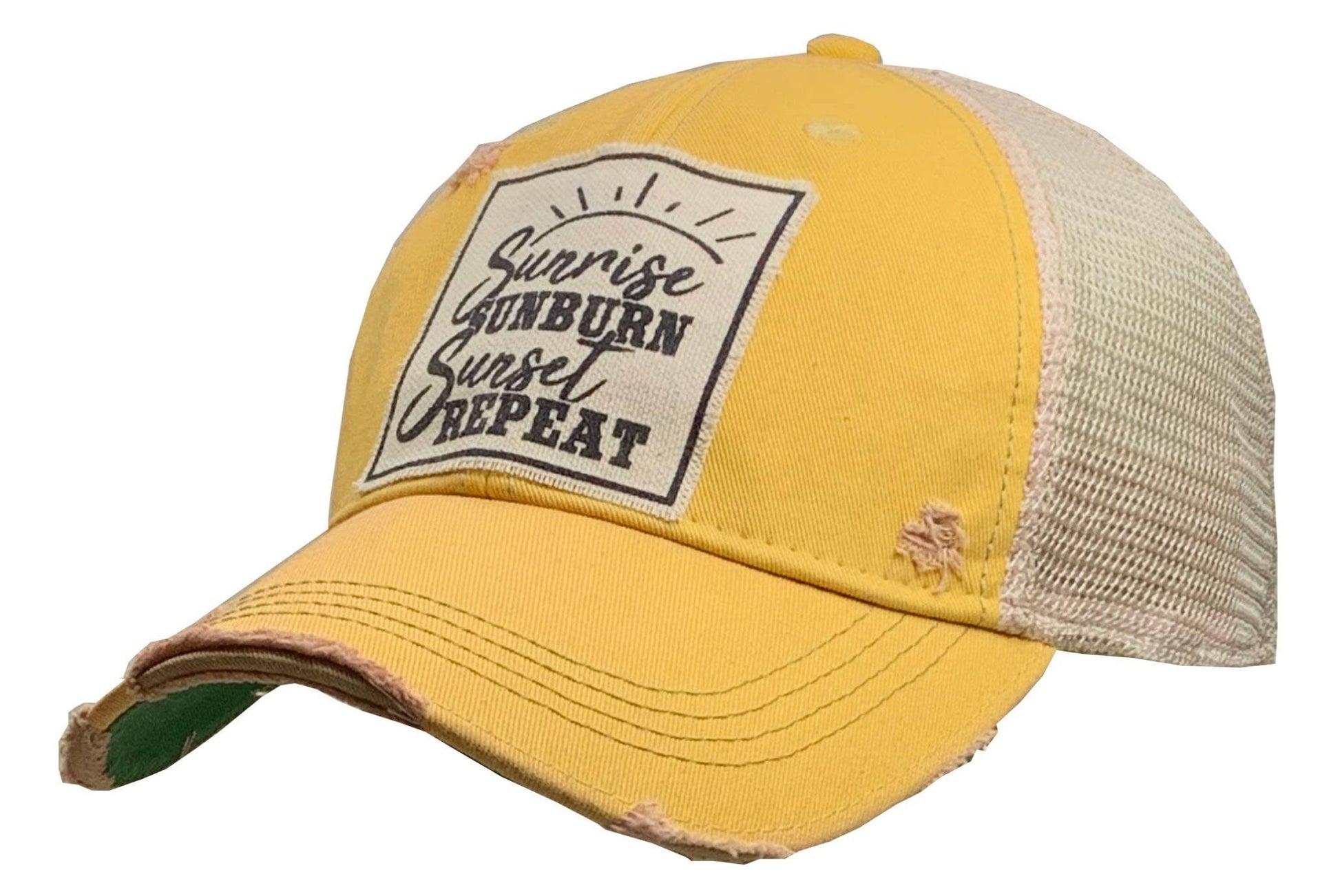 "Sunrise Sunburn Sunset Repeat" Trucker Hat Baseball Cap (Various Colors) - Wander Together Outfitters