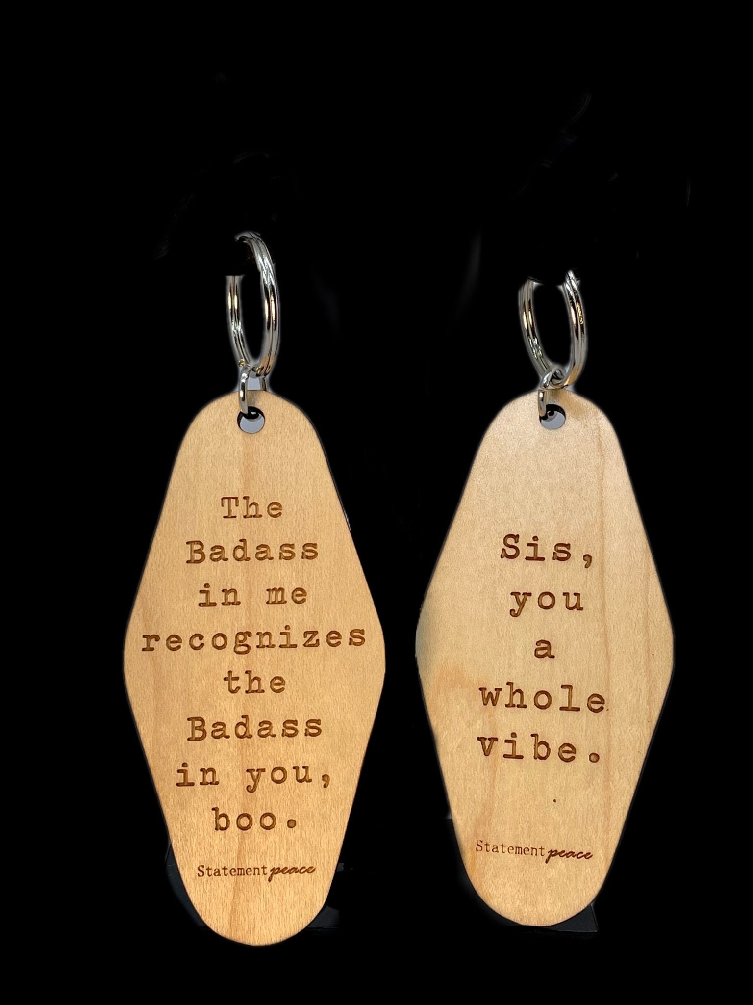 "The Badass in Me" & "Sis, You A Whole" Vibe Wood Keychains (2 Styles) - Wander Together Outfitters