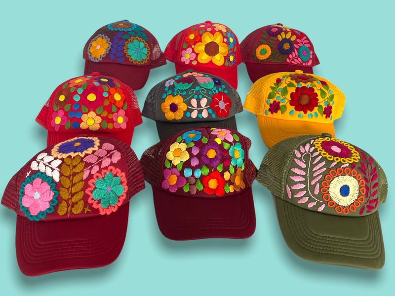 Tulum Hand Embroidered Trucker Flower Hat (SALE) - Wander Together Outfitters