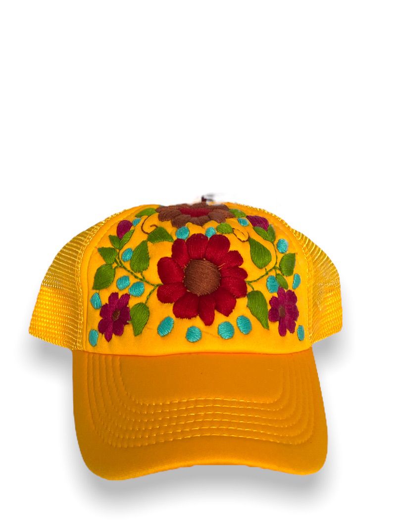 Tulum Hand Embroidered Trucker Flower Hat (SALE) - Wander Together Outfitters