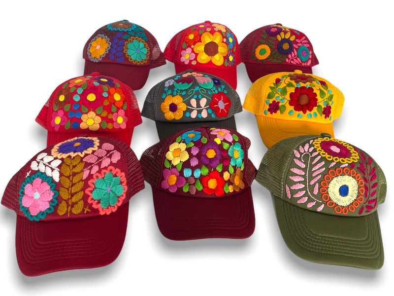 Tulum Hand Embroidered Trucker Flower Hat (SALE) - Wander Together Outfitters