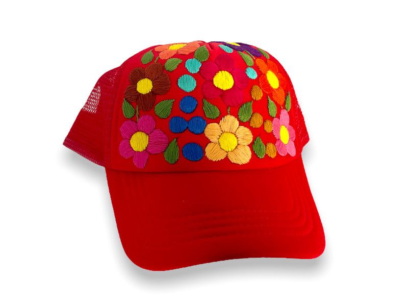 Tulum Hand Embroidered Trucker Flower Hat (SALE) - Wander Together Outfitters