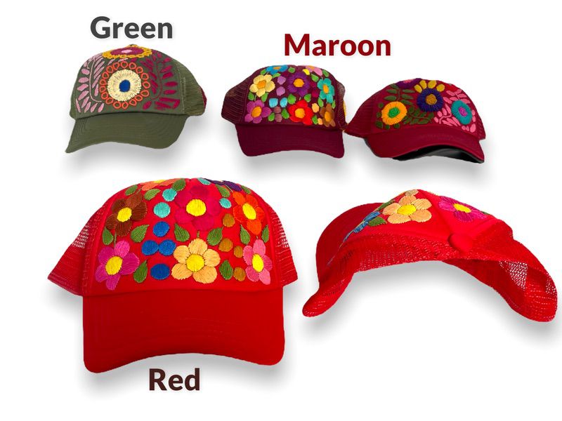 Tulum Hand Embroidered Trucker Flower Hat (SALE) - Wander Together Outfitters