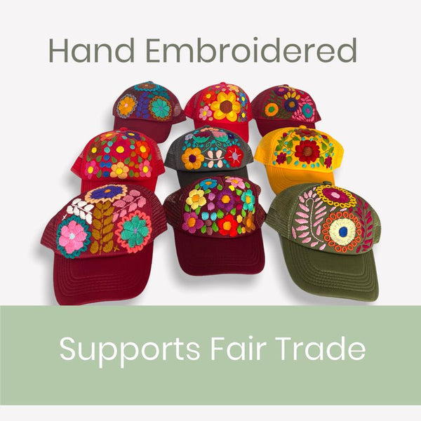 Tulum Hand Embroidered Trucker Flower Hat (SALE)